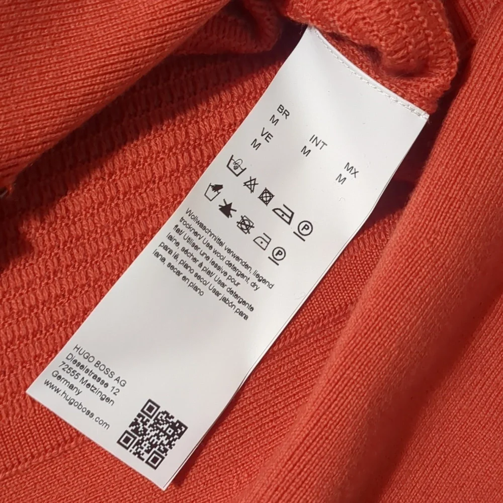 Hugo Boss Merino Super Fine Cardigan Sweater Orange Size Medium - Picture 5 of 8